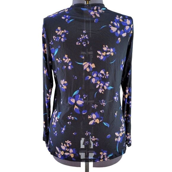 Avaā&āVivĀ BlackāFloralāLongāSleeveāMeshāTopāSzā3X - Picture 3 of 7